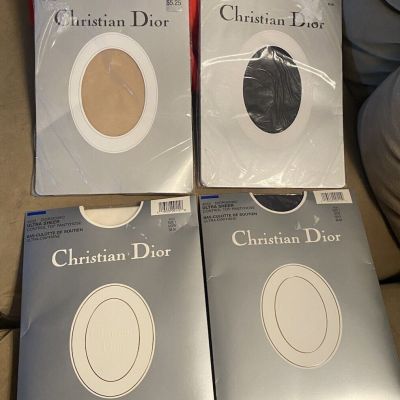 Lot of 4 Vintage Christian Dior Size 1 Pantyhose Variety Colors  Made in USA NIP